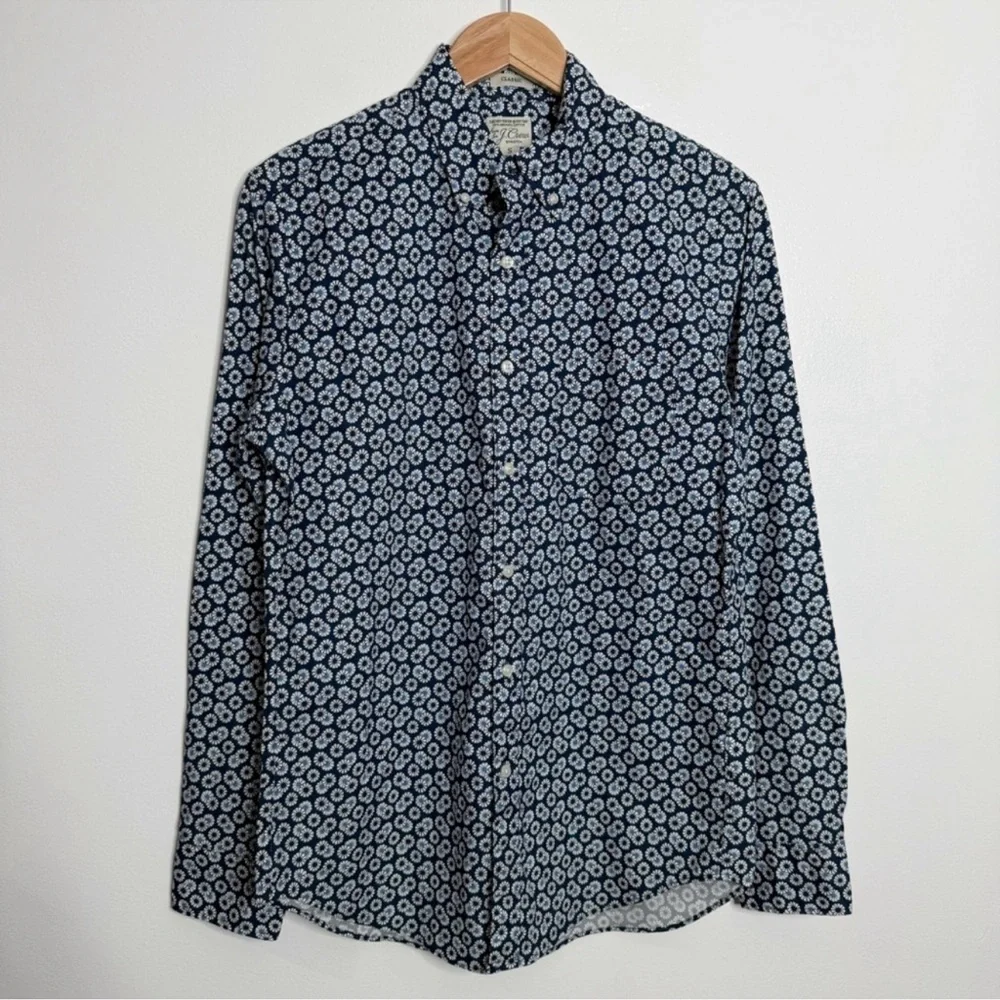 J.‎ Crew Stretch Secret Wash Shirt In Floral Print Organic Cotton Size Small